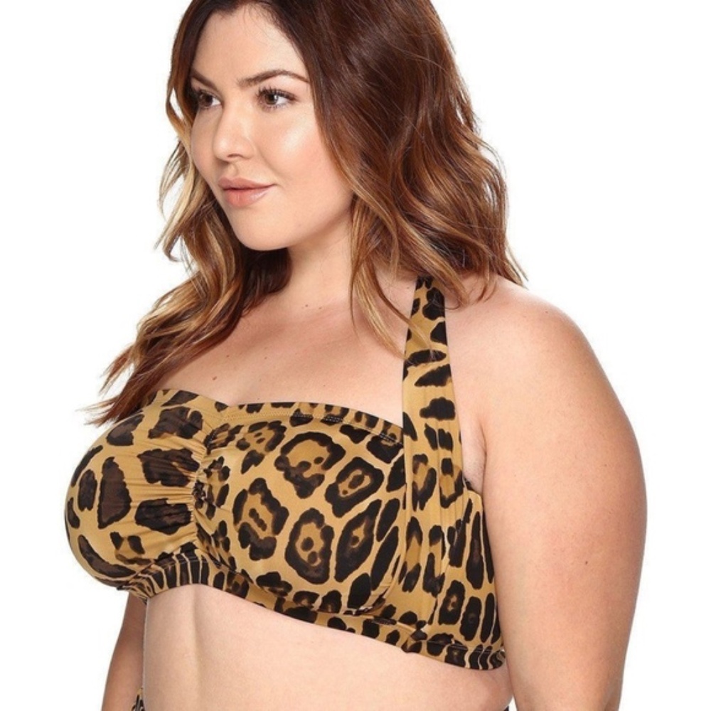 Women's Ralph Lauren Leopard Retro Halter Bikini Top, NWT, Size 16w